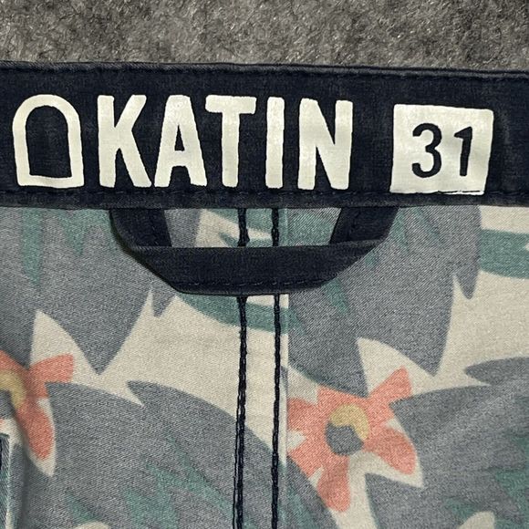 Katin Board Shorts Men's 31 Navy Blue Floral Color Block Pockets Swim Trunks - Picture 4 of 17